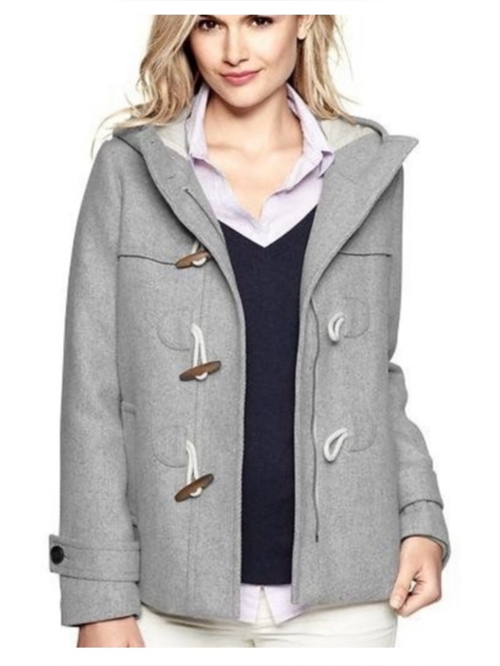 GAP Grey Toggle Peacoat Wool Hooded  S
